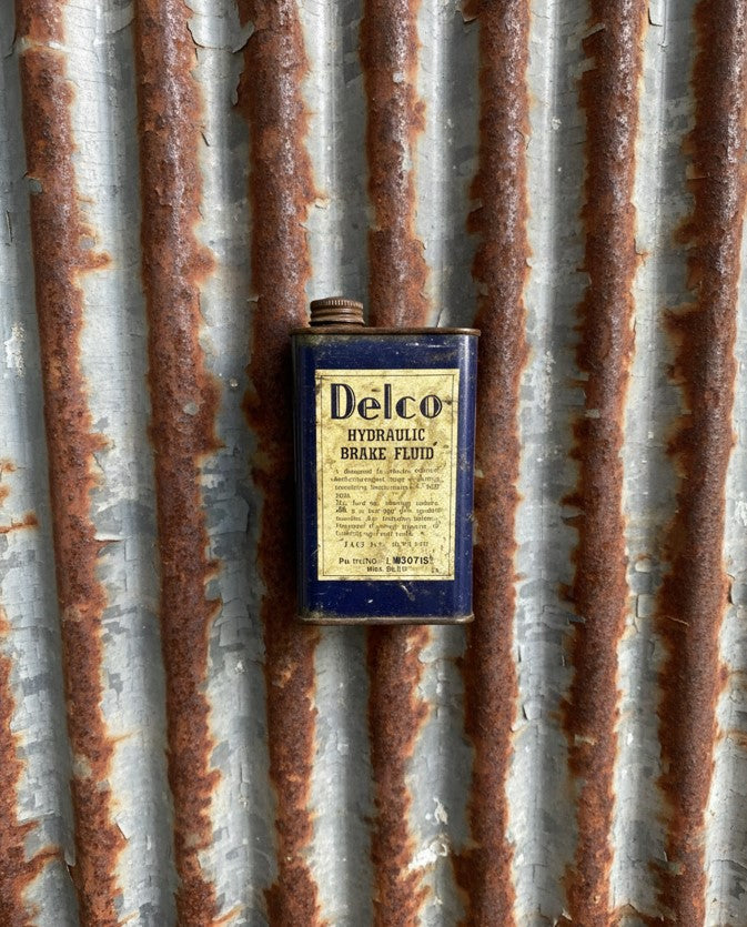 Vintage Delco Hydraulic Brake Fluid Tin