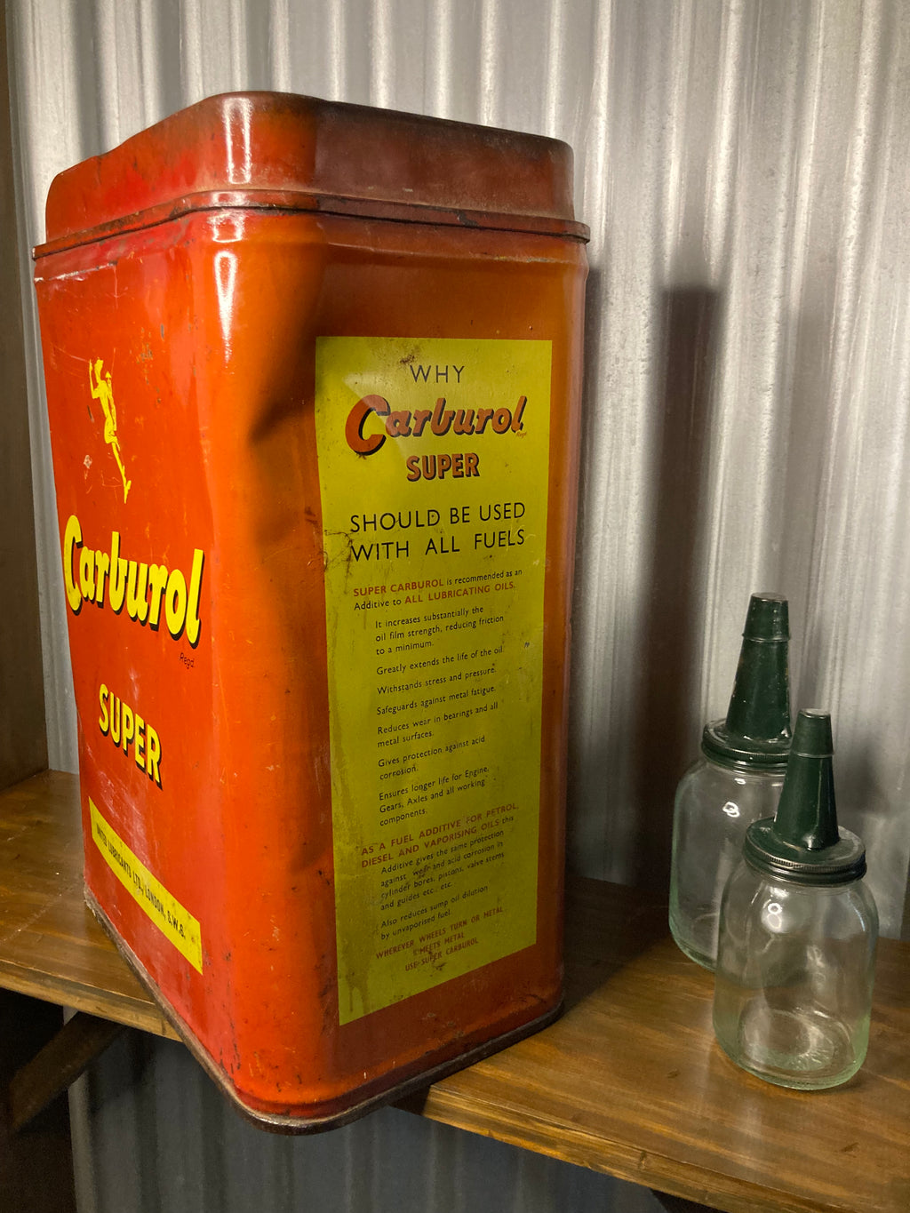 Vintage Carburol Super 5 Imperial Gallon Jerry Can